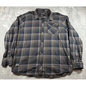 Fox Racing Men's XXL Black Gray Orange Plaid Flannel Shirt Motocross MX